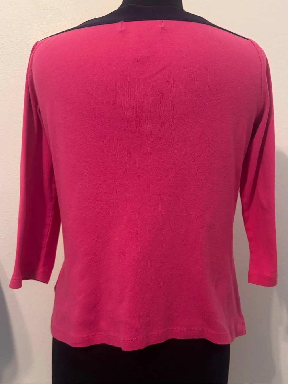 Lauren Ralph Lauren Pink 100% Cotton Square Neck 3/4 Sleeve Top Medium - Picture 3 of 9